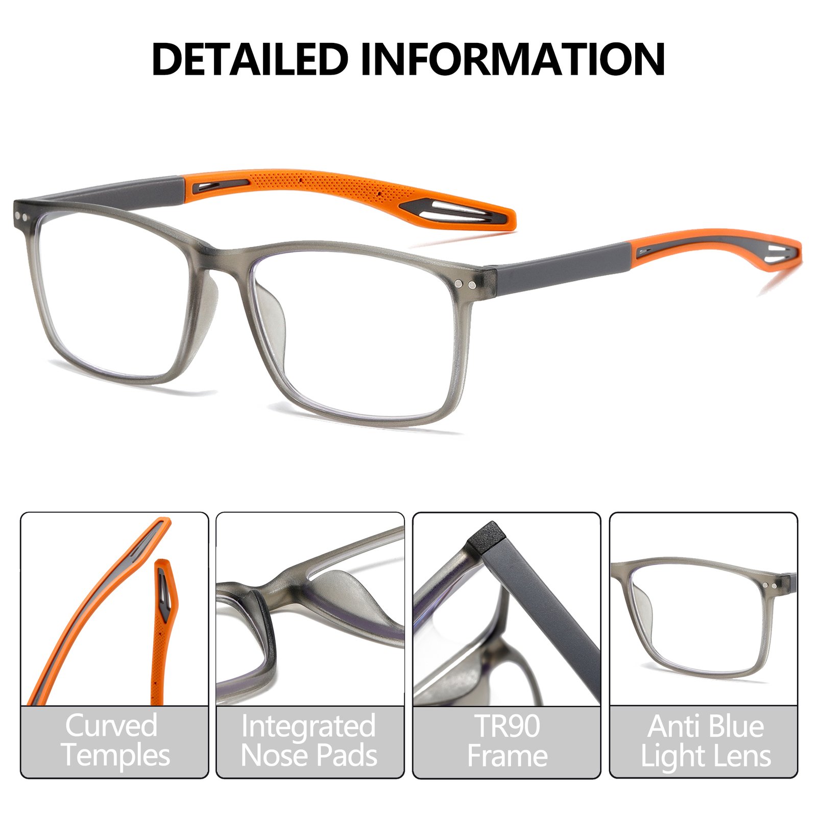 FSRTEP Reading Glasses for Men TR90 Sporty Design Blue Light Blocking Reader Flexible Comfortable Lightweight +1.5 - Image 2
