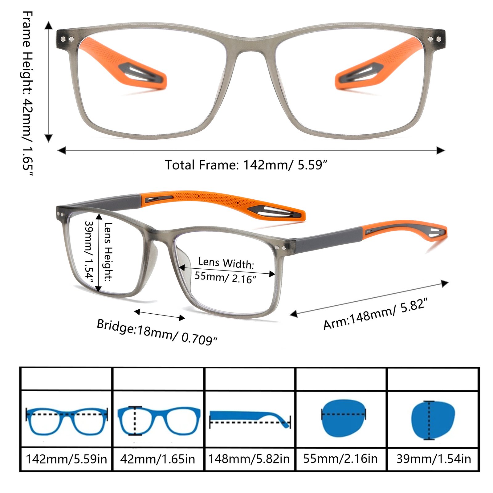 FSRTEP Reading Glasses for Men TR90 Sporty Design Blue Light Blocking Reader Flexible Comfortable Lightweight +1.5 - Image 6