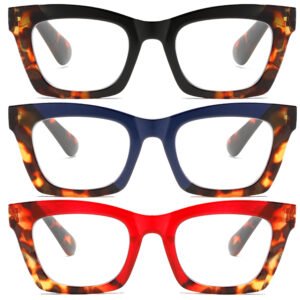 FSRTEP Oprah- Readers for Women - Stylis Style Reading Glasses with Blue Light Blocking and Spring Hinge +3.00